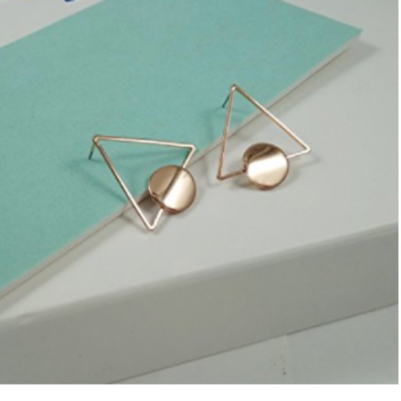 Geometric Triangle and Circular Design Earring - Picture 3 of 6